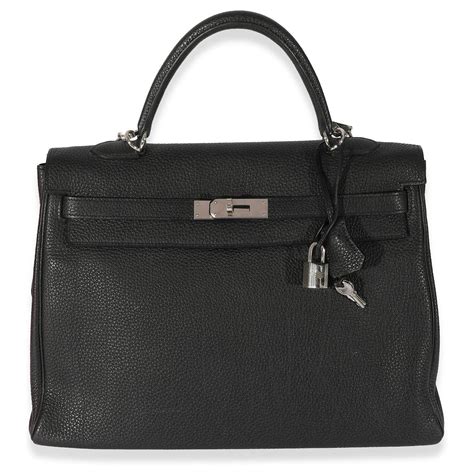 hermes kelly 35 bag black togo retourne palladium hw|A BLACK TOGO LEATHER RETOURNE KELLY 35 BAG WITH .